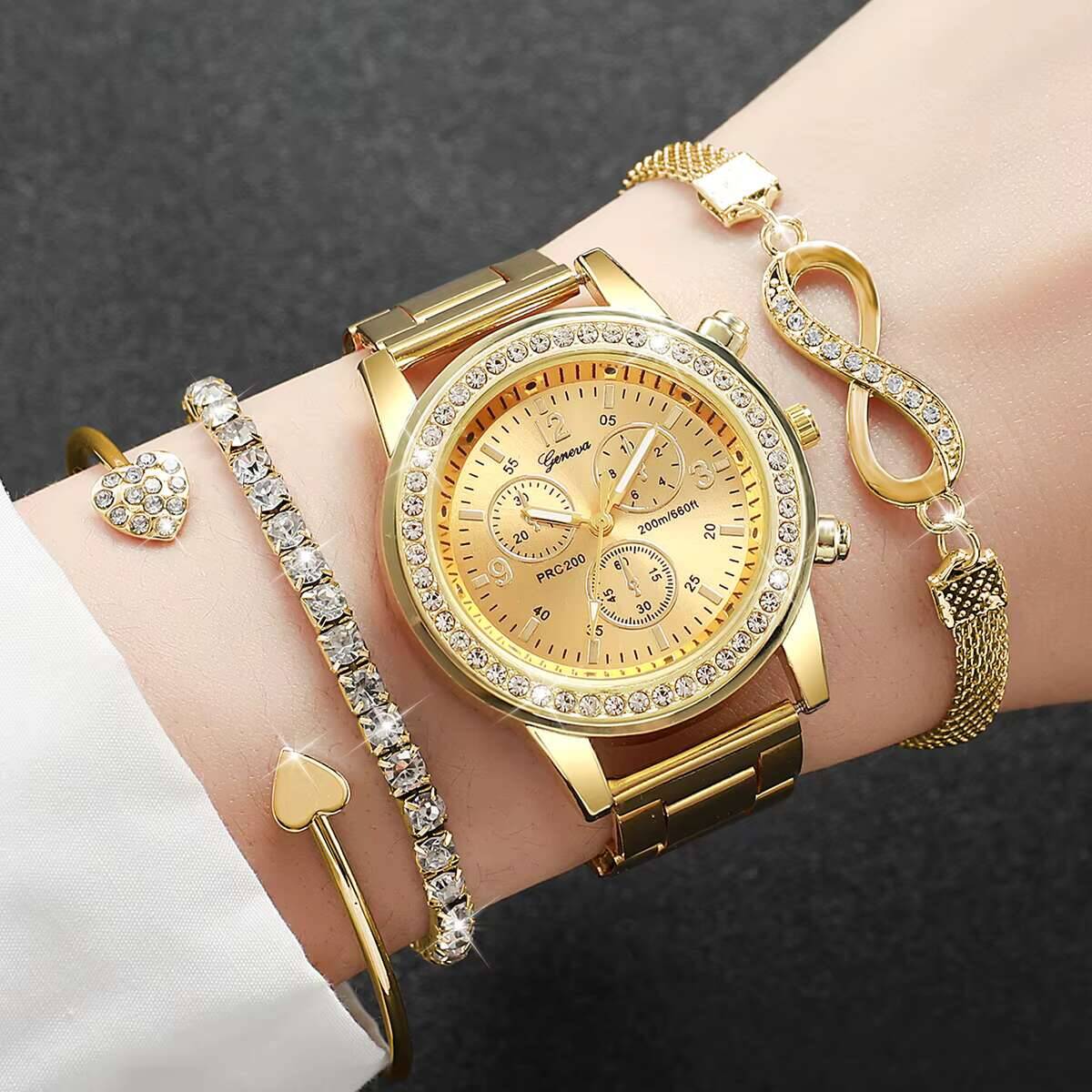 Luxury Watch Kit - 4 шт./компл., роскошные женские часы со