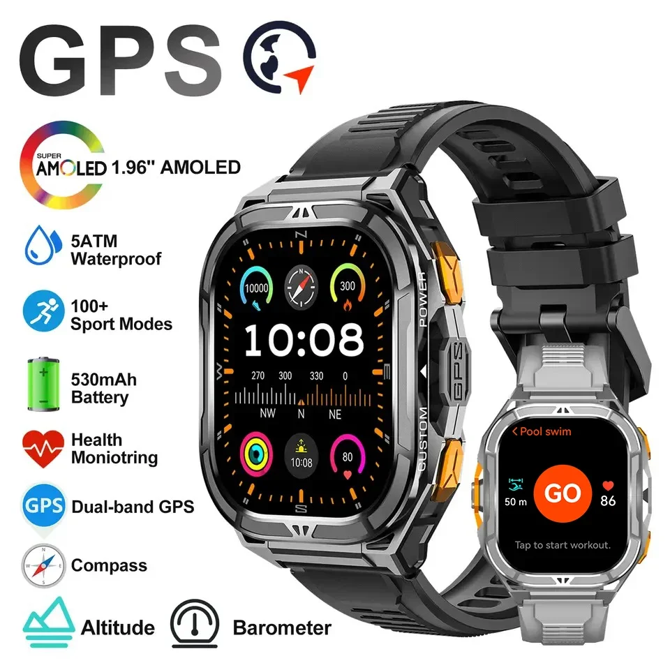 Compass Watch Luxury - Роскошные смарт-часы AMOLED с GPS, водонепроницаемость