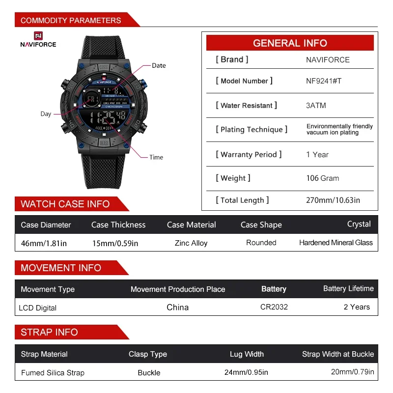 NAVIFORCE новые цифровые спорт – обзор и цена Field Watch Military